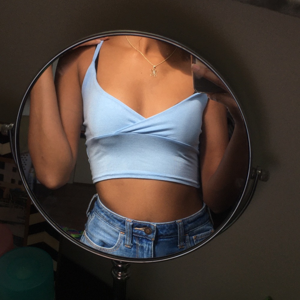 🦋SOLD‼️ Basic Pastel Blue Jersey Bralet Top - Picture 1 of 4